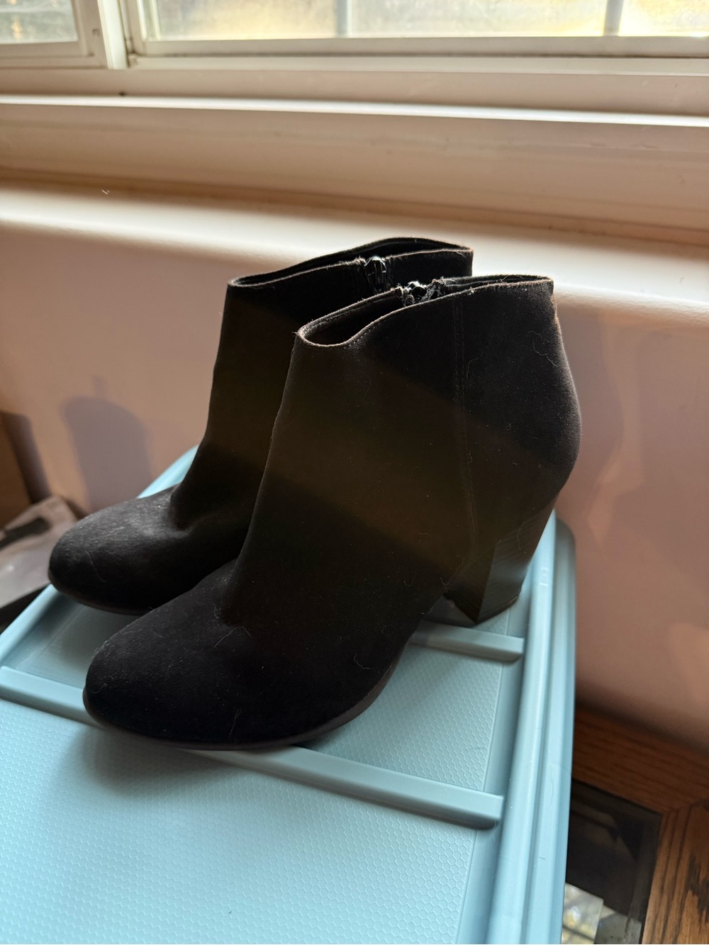 Black Women's Ankle Booties with Block Heel